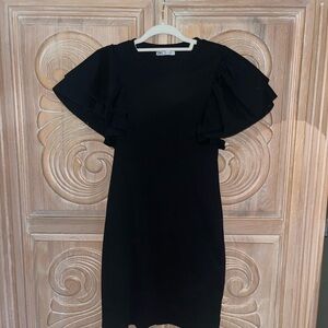 ZARA Black Ruffle Sleeve Dress